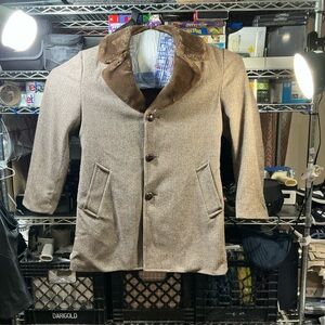 Men's Brown Coat with Faux Fur Collar